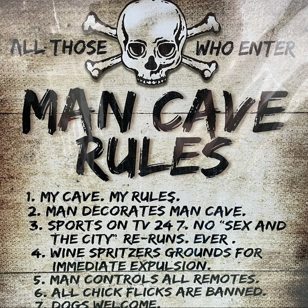 NEW Man Cave Rules Metal Sign